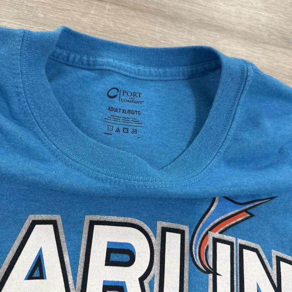 Miami Marlins Shirt Fan Club Baseball Men's Blue XL Cotton Blend Tee MLB